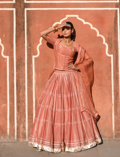 Hawa Mahal orange lehenga set