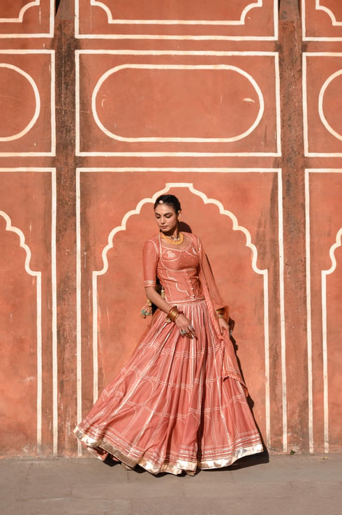 Hawa Mahal orange lehenga set