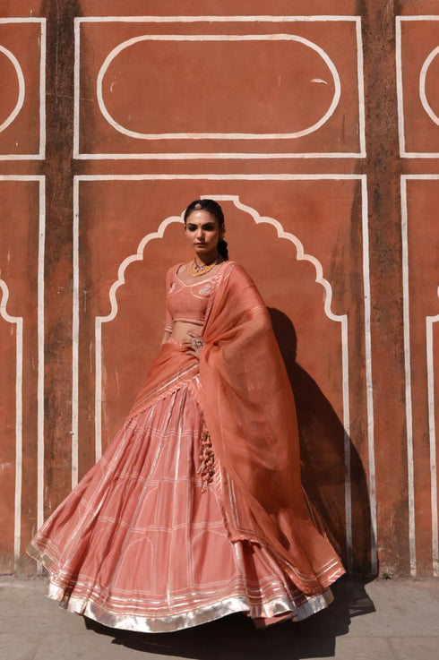 Hawa Mahal orange lehenga set