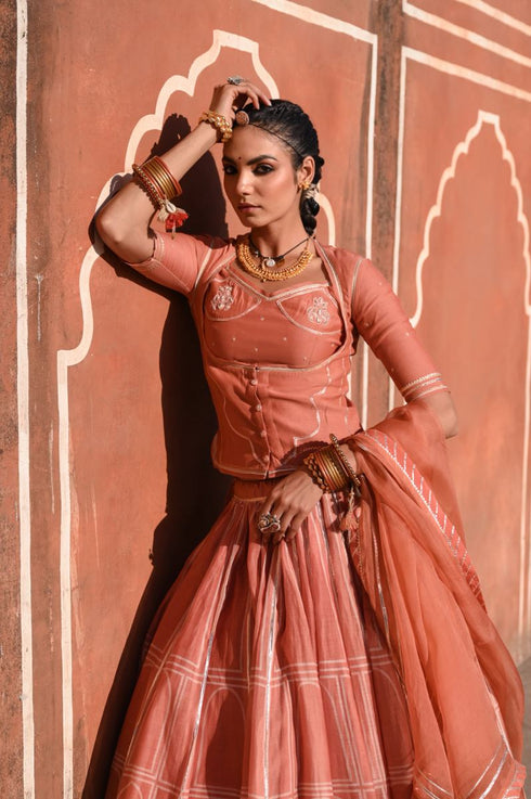 Hawa Mahal orange lehenga set