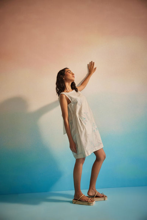 Hiroko ivory pleated dress