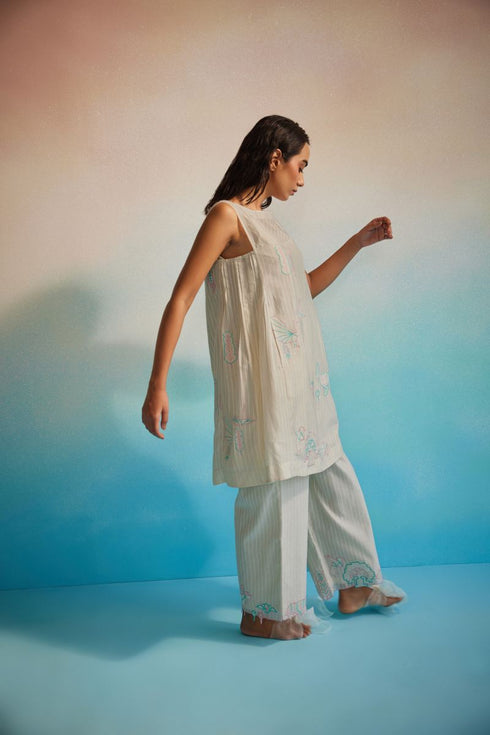 Hiroko ivory pleated dress set