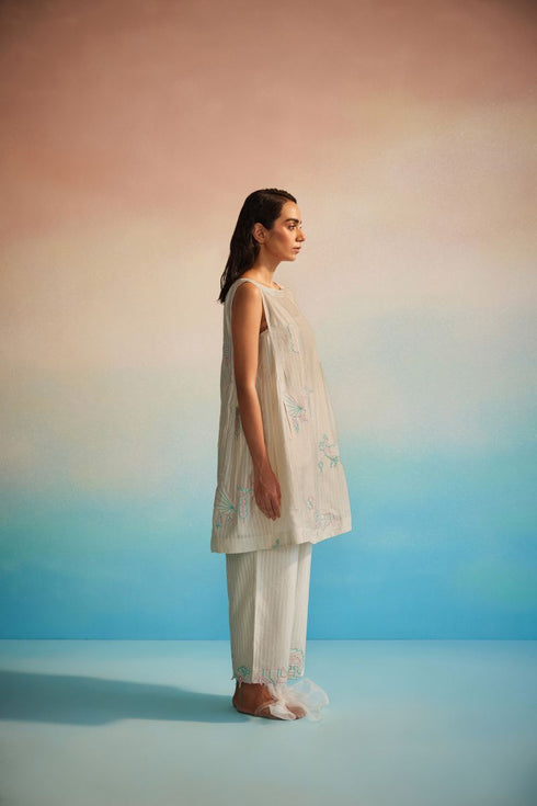 Hiroko ivory pleated dress set