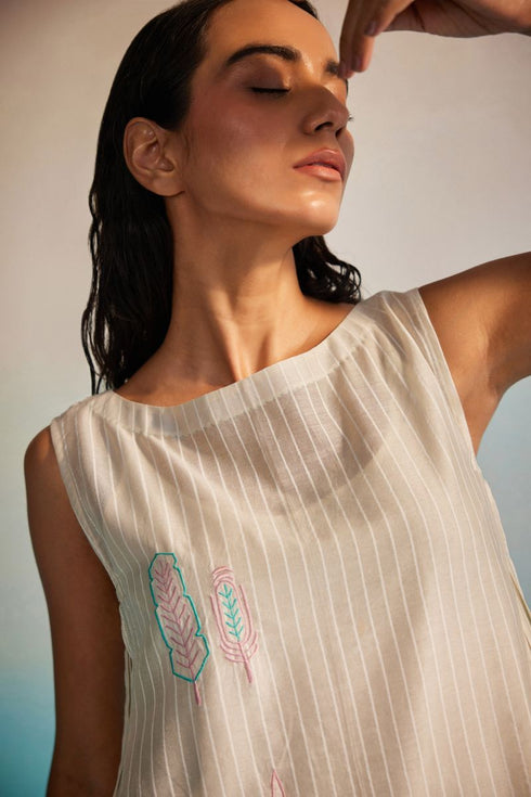 Hiroko ivory pleated dress set