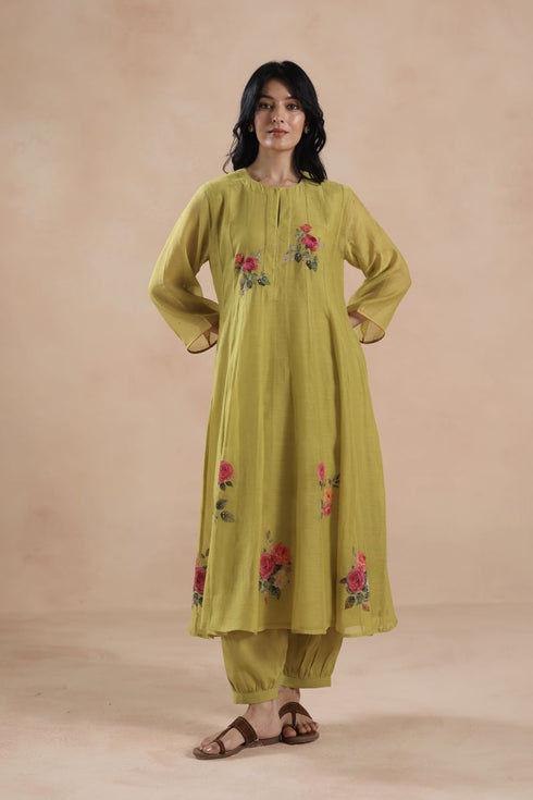 Holi pistachio green kurta set