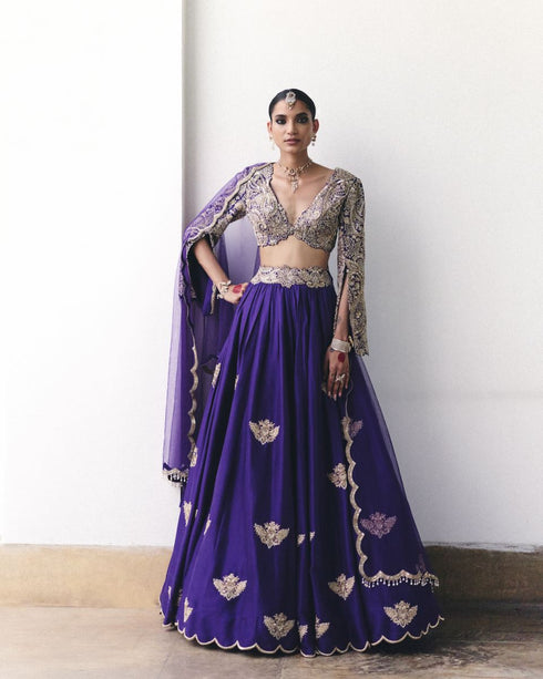Hruskha purple lehenga set