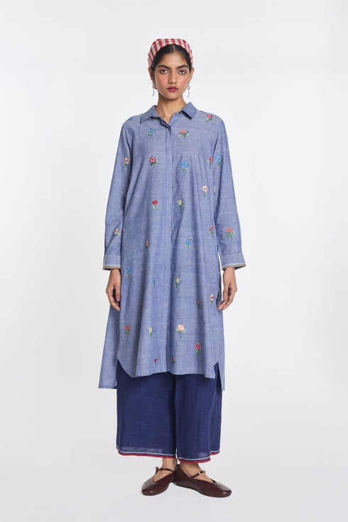 Hydrangca embroidered tunic