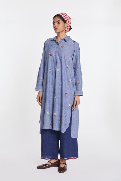 Hydrangca embroidered tunic