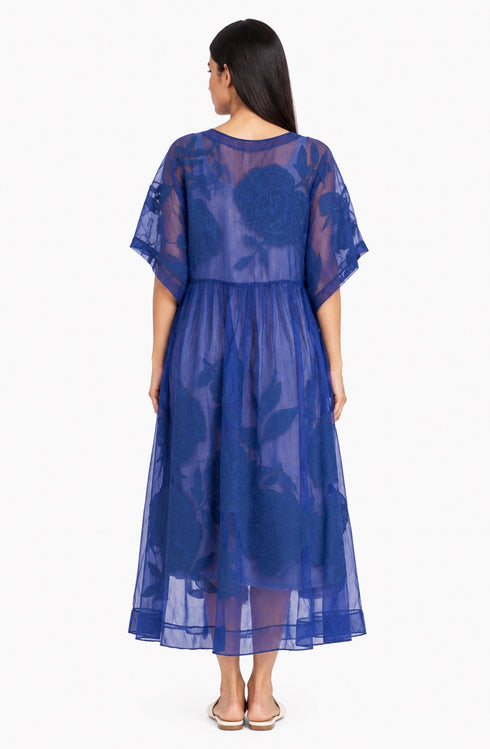 Blue floral applique dress