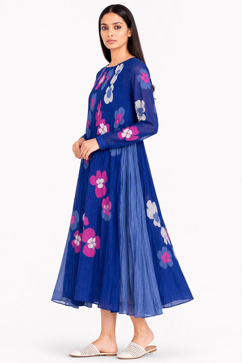 Blue applique dress