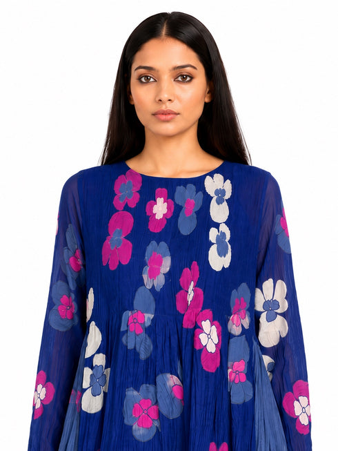 Blue applique dress