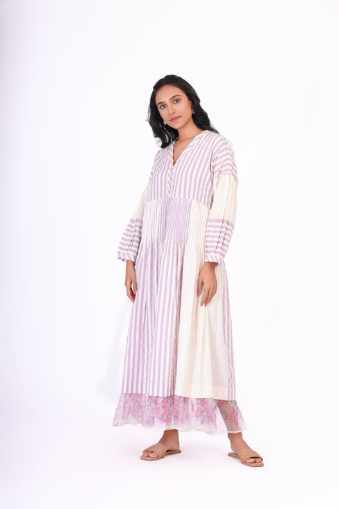 Poeme ivory maxi frill dress