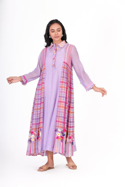 Poeme lavender shirt collar dress