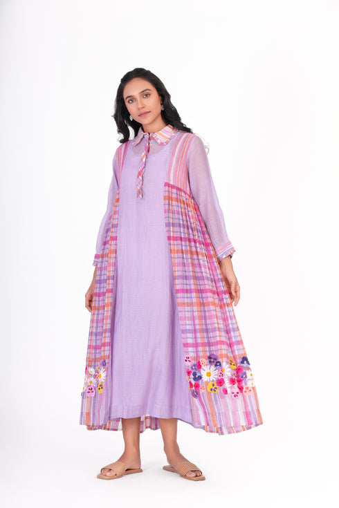 Poeme lavender shirt collar dress