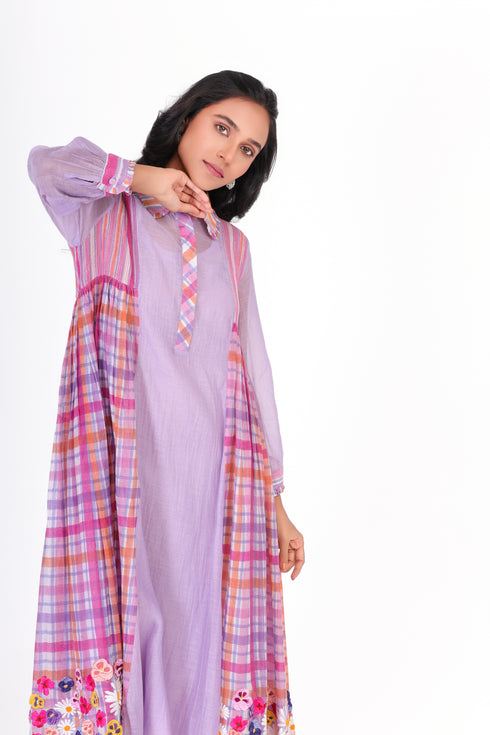 Poeme lavender shirt collar dress