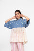 Soft denim and cotton embroidered top