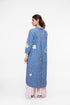 Soft denim tunic with embroidered motifs