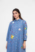 Soft denim tunic with embroidered motifs