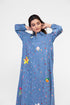 Soft denim tunic with embroidered motifs