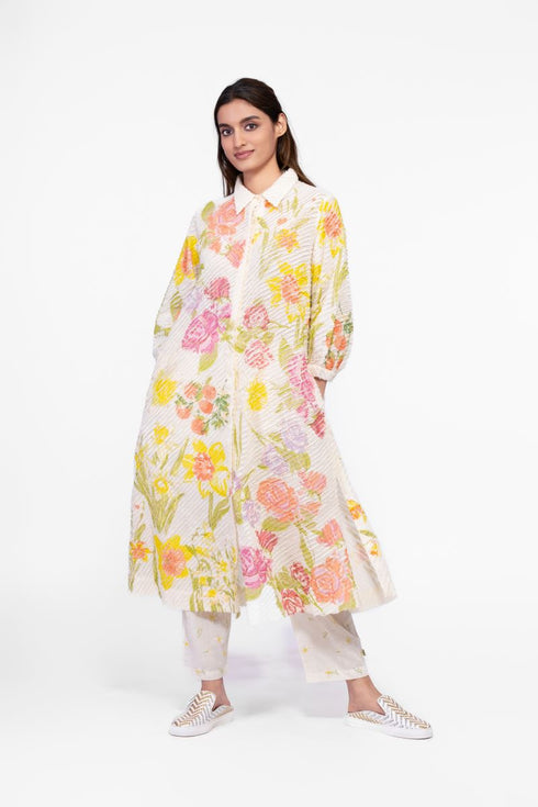 Cotton printed sheared edge detail tunic