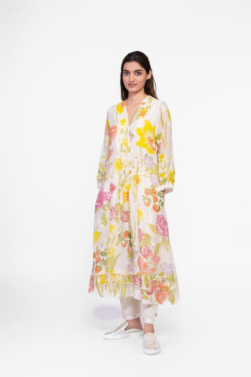 Cotton V-neck printed tunic