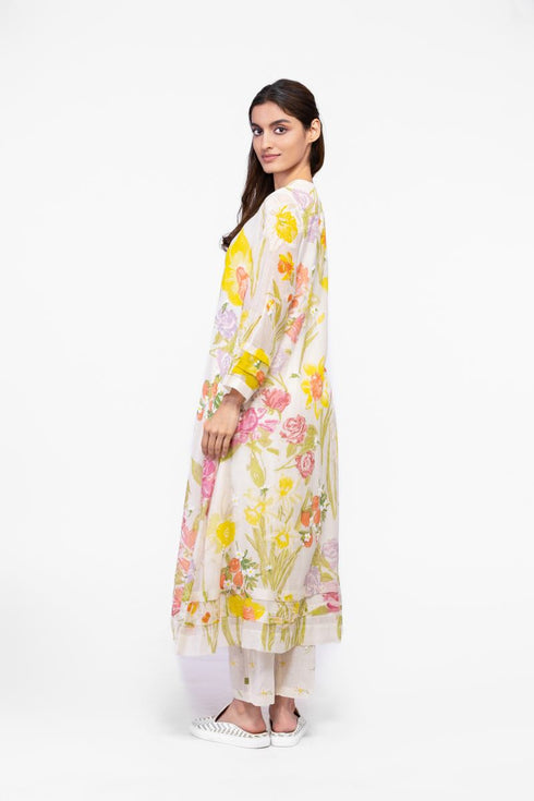 Cotton V-neck printed tunic