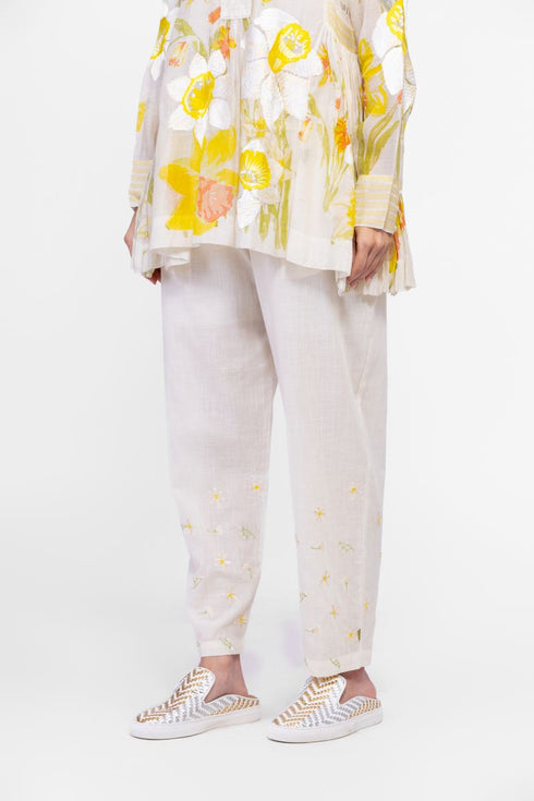 Cotton embroidered pants