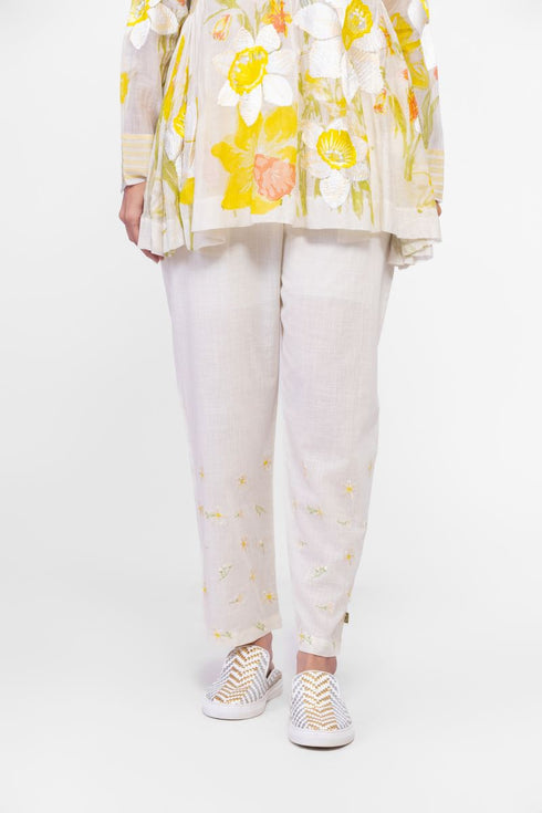Cotton embroidered pants