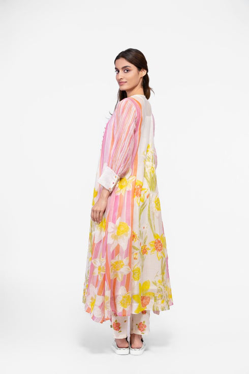 Cotton printed embroidery detail tunic