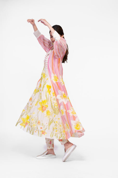 Cotton printed embroidery detail tunic