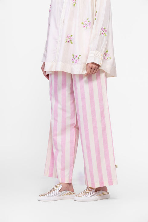 Cotton striped printed pants