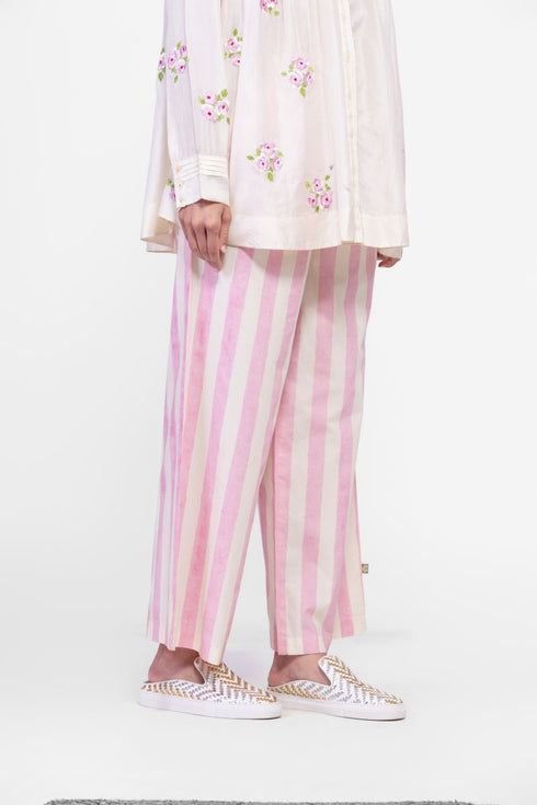 Cotton striped printed pants