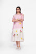 Cotton half and half printed embroidered dress