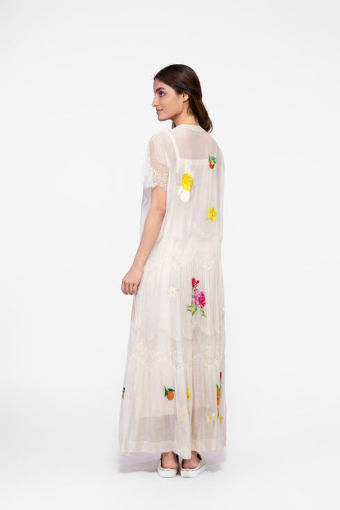 Cotton lace detail maxi dress