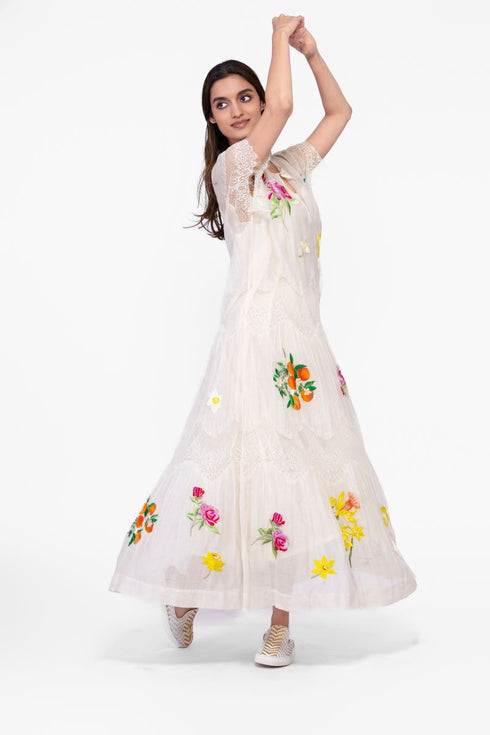 Cotton lace detail maxi dress