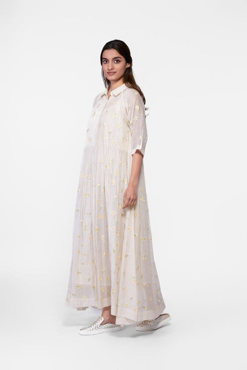 Cotton embroidered shirt dress