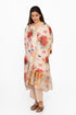 Multicolor floral zari detail silk kaftan tunic with pants
