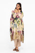 Multicolor floral zari detail kaftan tunic with pants