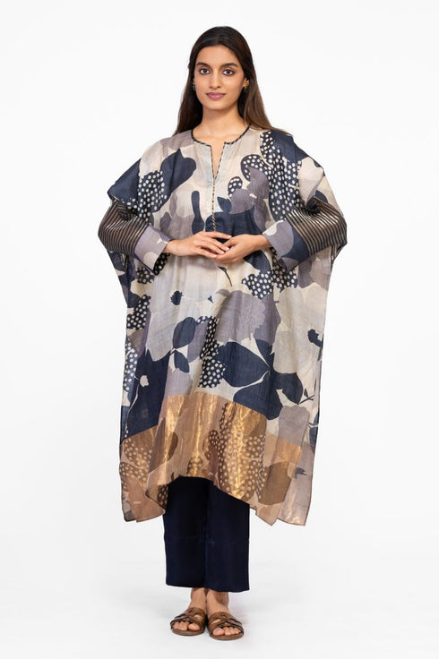 Multicolor floral kaftan tunic with pants