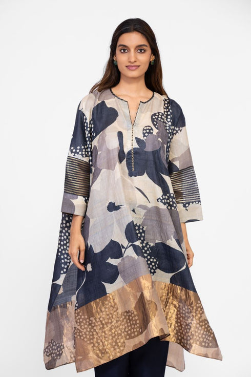 Multicolor floral kaftan tunic with pants