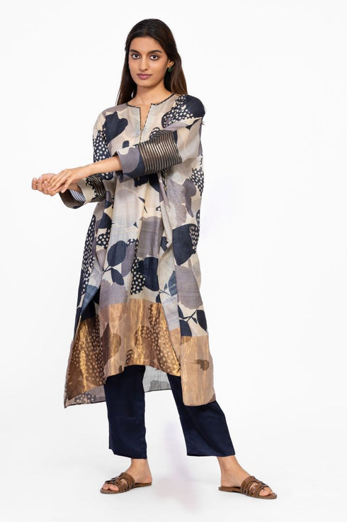 Multicolor floral kaftan tunic with pants