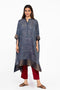 Indigo silk kaftan tunic with pants