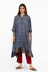 Indigo silk kaftan tunic with pants