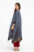 Indigo silk kaftan tunic with pants