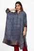 Indigo silk kaftan tunic with pants