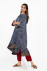 Indigo silk kaftan tunic with pants