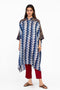 Indigo geometric print kaftan tunic with pants