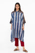 Indigo geometric print kaftan tunic with pants