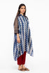 Indigo geometric print kaftan tunic with pants