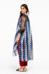 Indigo geometric print kaftan tunic with pants